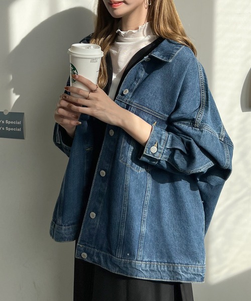 Futier land(フューティアランド)の「ビッグシルエットデニムジャケット(デニムジャケット・レディース・ライトブルー/ブラック/ブルー・MEDIUM)」の3枚目の写真