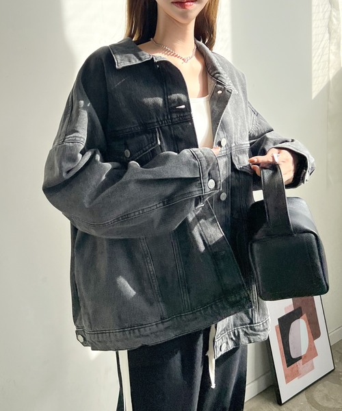 Futier land(フューティアランド)の「ビッグシルエットデニムジャケット(デニムジャケット・レディース・ライトブルー/ブラック/ブルー・MEDIUM)」の19枚目の写真