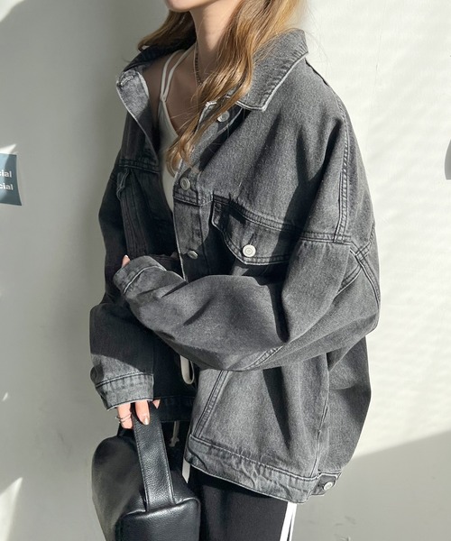 Futier land(フューティアランド)の「ビッグシルエットデニムジャケット(デニムジャケット・レディース・ライトブルー/ブラック/ブルー・MEDIUM)」の17枚目の写真