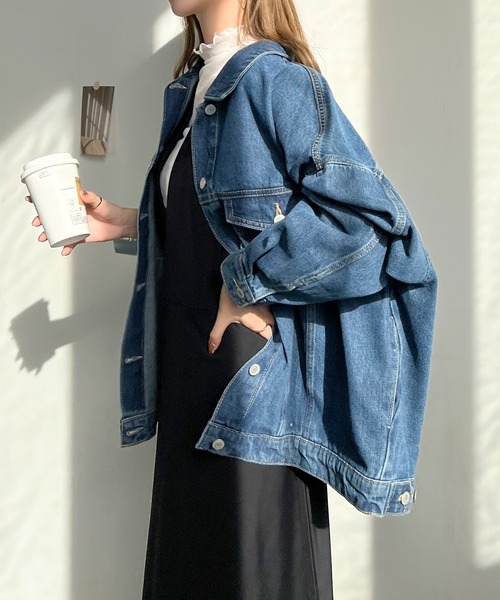 Futier land(フューティアランド)の「ビッグシルエットデニムジャケット(デニムジャケット・レディース・ライトブルー/ブラック/ブルー・MEDIUM)」の7枚目の写真