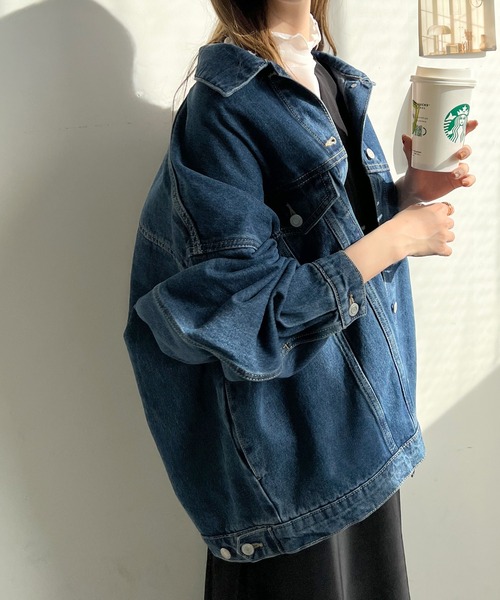 Futier land(フューティアランド)の「ビッグシルエットデニムジャケット(デニムジャケット・レディース・ライトブルー/ブラック/ブルー・MEDIUM)」の11枚目の写真