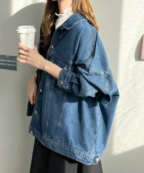 Futier land(フューティアランド)の「ビッグシルエットデニムジャケット(デニムジャケット・レディース・ライトブルー/ブラック/ブルー・MEDIUM)」の5枚目の写真