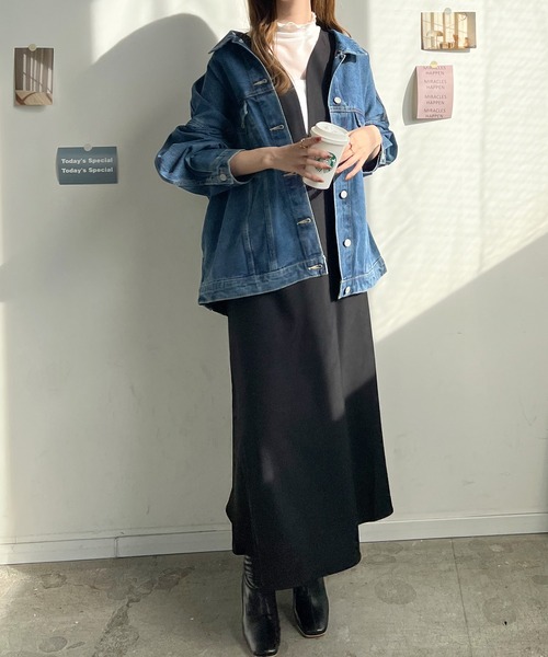 Futier land(フューティアランド)の「ビッグシルエットデニムジャケット(デニムジャケット・レディース・ライトブルー/ブラック/ブルー・MEDIUM)」の15枚目の写真