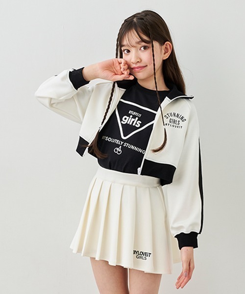 by LOVEiT（バイラビット）の「ショートトラックジャケット（ジャージ・キッズ・オフホワイト/ブラック/ラベンダー・130cm/120cm/140cm/150cm/160cm）」の10枚目の写真