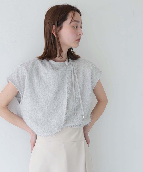 CLEIO(クレイオ)の「【CLEIO】フリンジジョーゼットレイヤード半袖ブラウス/FRINGE GEORGETTE LAYERED BLOUSE/940-11628(シャツ/ブラウス・レディース・ブラック/ホワイト/ライトグレー・FREE)」の19枚目の写真