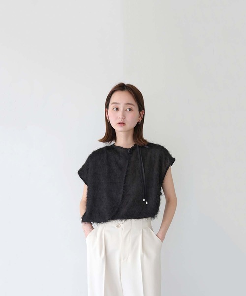 CLEIO(クレイオ)の「【CLEIO】フリンジジョーゼットレイヤード半袖ブラウス/FRINGE GEORGETTE LAYERED BLOUSE/940-11628(シャツ/ブラウス・レディース・ブラック/ホワイト/ライトグレー・FREE)」の10枚目の写真