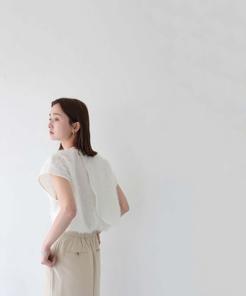 CLEIO(クレイオ)の「【CLEIO】フリンジジョーゼットレイヤード半袖ブラウス/FRINGE GEORGETTE LAYERED BLOUSE/940-11628(シャツ/ブラウス・レディース・ブラック/ホワイト/ライトグレー・FREE)」の8枚目の写真