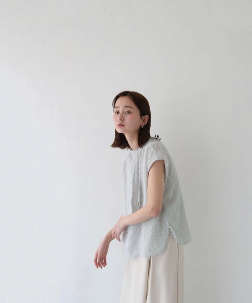 CLEIO(クレイオ)の「【CLEIO】フリンジジョーゼットレイヤード半袖ブラウス/FRINGE GEORGETTE LAYERED BLOUSE/940-11628(シャツ/ブラウス・レディース・ブラック/ホワイト/ライトグレー・FREE)」の12枚目の写真