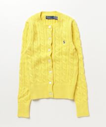 ポロラルフローレン コットン ケーブルニット カーディガン 春色 イエロー POLO RALPH LAUREN（ポロ ラルフ ローレン）の「ケーブルニット