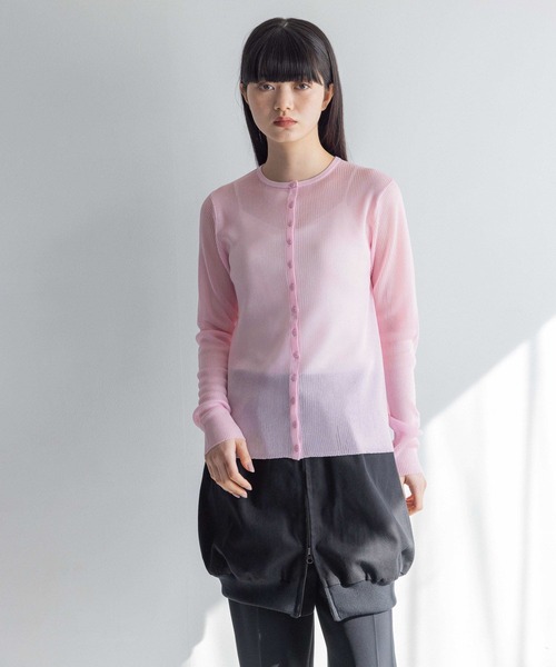 yuw（ユウ）の「シアーラメニットカーディガン　108002（カーディガン/ボレロ・レディース・ピンク/グリーン/グレー・FREE）」の3枚目の写真