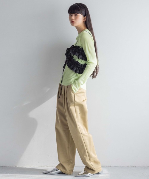 yuw（ユウ）の「シアーラメニットカーディガン　108002（カーディガン/ボレロ・レディース・ピンク/グリーン/グレー・FREE）」の18枚目の写真