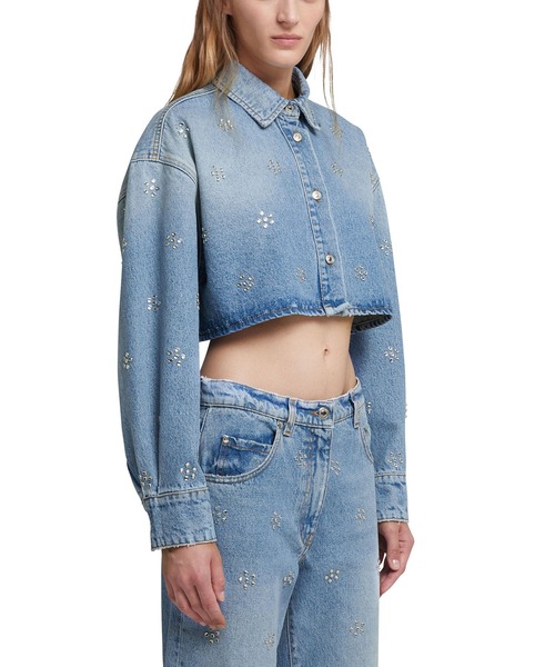 MSGM（エムエスジーエム）の「CRYSTAL FLOWER クロップドデニムジャケット（デニムジャケット・レディース・ライトブルー・38）」の5枚目の写真