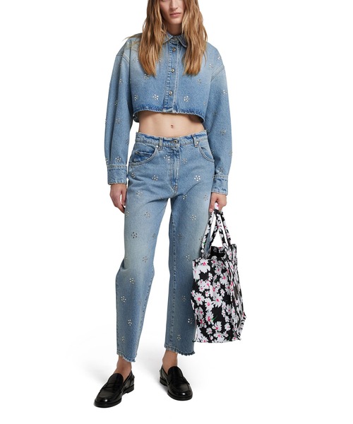 MSGM（エムエスジーエム）の「CRYSTAL FLOWER クロップドデニムジャケット（デニムジャケット・レディース・ライトブルー・38）」の3枚目の写真