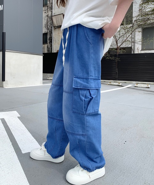 SHEPP(シープ)の「デニムバルーンシルエット ワイドカーゴパンツ(カーゴパンツ・メンズ・ブラック/ブルー・M/L/XL)」の11枚目の写真
