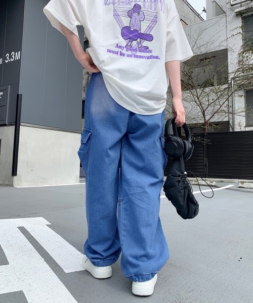 SHEPP(シープ)の「デニムバルーンシルエット ワイドカーゴパンツ(カーゴパンツ・メンズ・ブラック/ブルー・M/L/XL)」の13枚目の写真