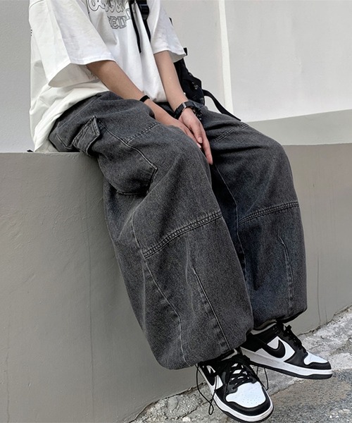 SHEPP(シープ)の「デニムバルーンシルエット ワイドカーゴパンツ(カーゴパンツ・メンズ・ブラック/ブルー・M/L/XL)」の20枚目の写真