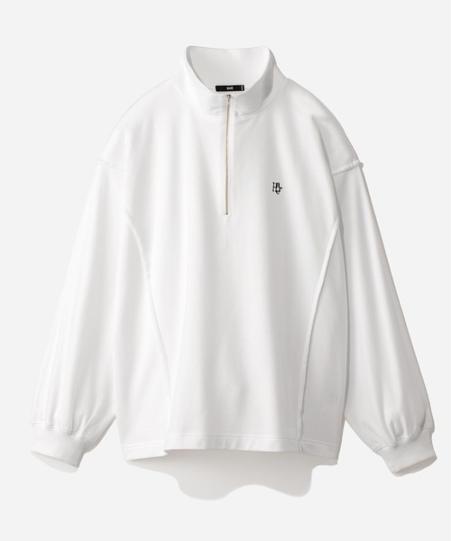 HARE（ハレ）の「HAREロゴBIGドルマンハーフZIP(HARE)（Tシャツ/カットソー・メンズ・パープル/ホワイト/ブラック・SMALL/MEDIUM）」の2枚目の写真