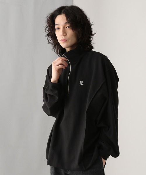 HARE（ハレ）の「HAREロゴBIGドルマンハーフZIP(HARE)（Tシャツ/カットソー・メンズ・パープル/ホワイト/ブラック・SMALL/MEDIUM）」の6枚目の写真