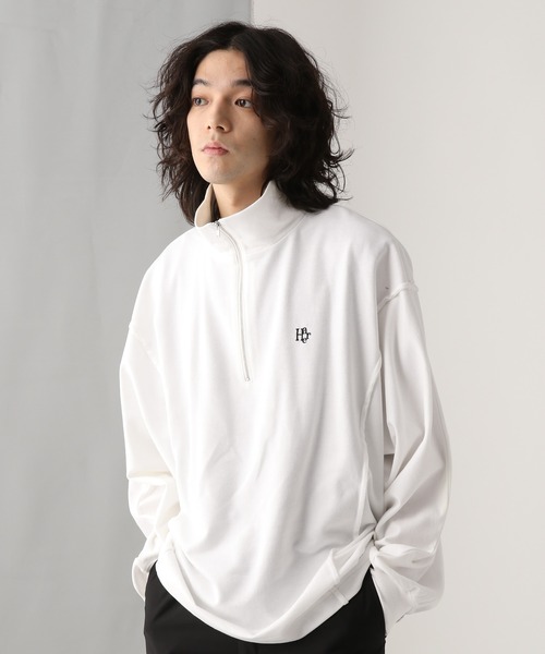HARE（ハレ）の「HAREロゴBIGドルマンハーフZIP(HARE)（Tシャツ/カットソー・メンズ・パープル/ホワイト/ブラック・SMALL/MEDIUM）」の8枚目の写真