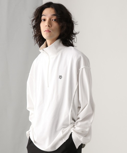 HARE（ハレ）の「HAREロゴBIGドルマンハーフZIP(HARE)（Tシャツ/カットソー・メンズ・パープル/ホワイト/ブラック・SMALL/MEDIUM）」の9枚目の写真