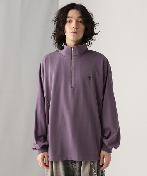 HARE ハレ 2025VINTAGEジャケットM(ミドル丈タイプ）)パープル HARE（ハレ）の「HAREロゴBIGドルマンハーフZIP(HARE)（Tシャツ