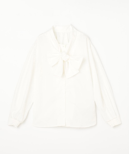 NICOLE white（ニコルホワイト）の「前後２ＷＡＹボウタイブラウス（シャツ/ブラウス・レディース・ブラック/オフホワイト/グリーン・FREE）」の4枚目の写真