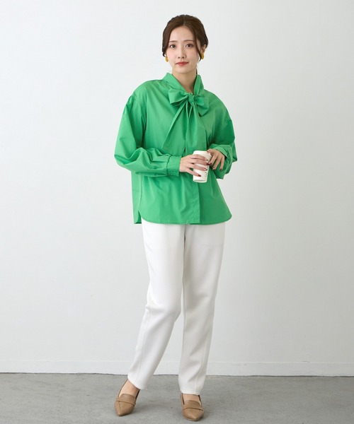 NICOLE white（ニコルホワイト）の「前後２ＷＡＹボウタイブラウス（シャツ/ブラウス・レディース・ブラック/オフホワイト/グリーン・FREE）」の18枚目の写真