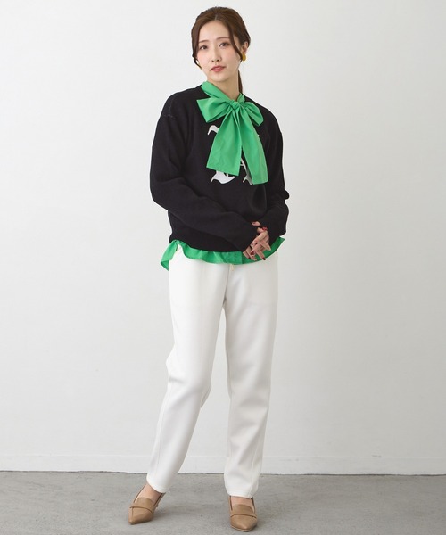 NICOLE white（ニコルホワイト）の「前後２ＷＡＹボウタイブラウス（シャツ/ブラウス・レディース・ブラック/オフホワイト/グリーン・FREE）」の19枚目の写真