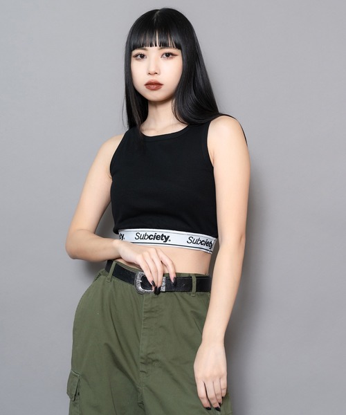 Subciety(サブサエティ)の「RIB TANK TOP【WOMENS】(タンクトップ・レディース・ブラック/グレー・FREE)」の2枚目の写真