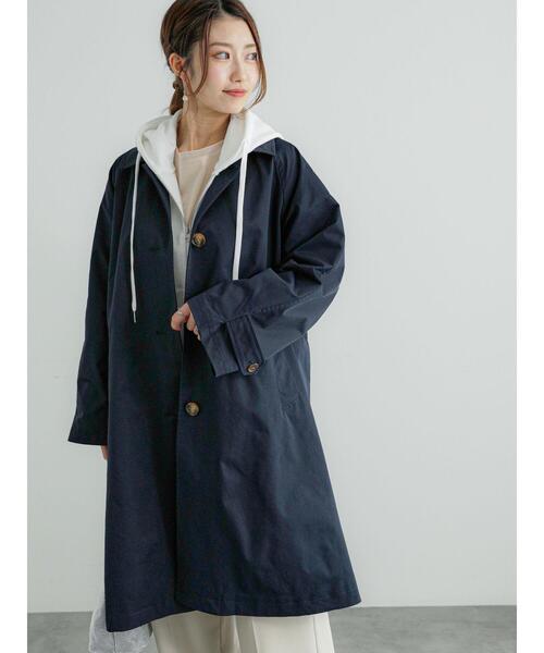 Te chichi（テチチ）の「ステンカラーコート（ステンカラーコート・レディース・ネイビー/ベージュ・F）」の2枚目の写真