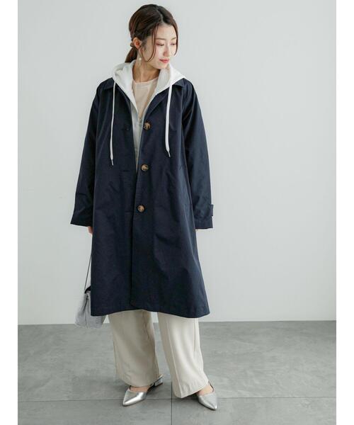Te chichi（テチチ）の「ステンカラーコート（ステンカラーコート・レディース・ネイビー/ベージュ・F）」の3枚目の写真