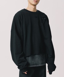 Damaged Cropped Logo Sweatshirt /ダメージ クロップド ロゴ スウェット