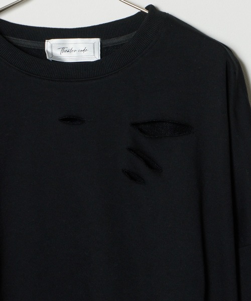 Theater code(シアターコード)の「Damaged Cropped Logo Sweatshirt /ダメージ クロップド ロゴ スウェット(スウェット・メンズ・ダークグレー/クリーム/ネイビー/ライトグレー/ブラック・2/3)」の20枚目の写真