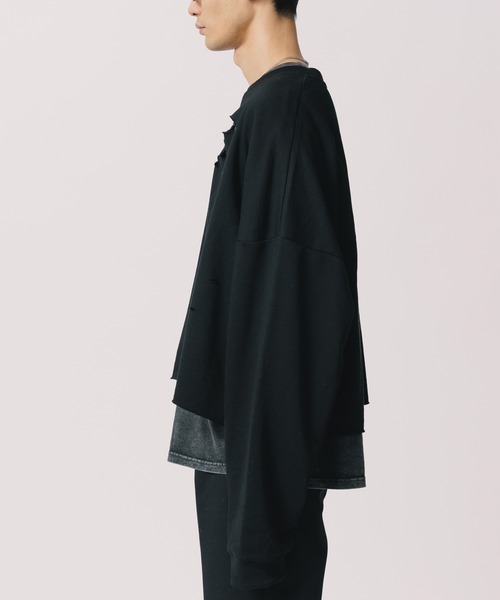 Theater code(シアターコード)の「Damaged Cropped Logo Sweatshirt /ダメージ クロップド ロゴ スウェット(スウェット・メンズ・ダークグレー/クリーム/ネイビー/ライトグレー/ブラック・2/3)」の17枚目の写真