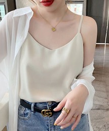 サテンタッチ Vネックキャミソール キャミソール 夏服