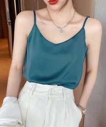 サテンタッチ Vネックキャミソール キャミソール 夏服