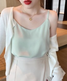 サテンタッチ Vネックキャミソール キャミソール 夏服