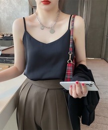 サテンタッチ Vネックキャミソール キャミソール 夏服
