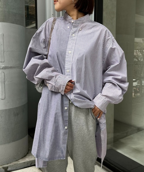 etsinta（エシンタ）の「【etsinta／エシンタ】リメイクロングオーバーシャツ（シャツ/ブラウス・レディース・ブラウン/ベージュ/ネイビー・ONE SIZE）」の3枚目の写真