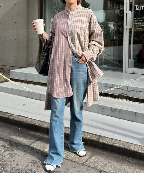 etsinta（エシンタ）の「【etsinta／エシンタ】リメイクロングオーバーシャツ（シャツ/ブラウス・レディース・ブラウン/ベージュ/ネイビー・ONE SIZE）」の11枚目の写真