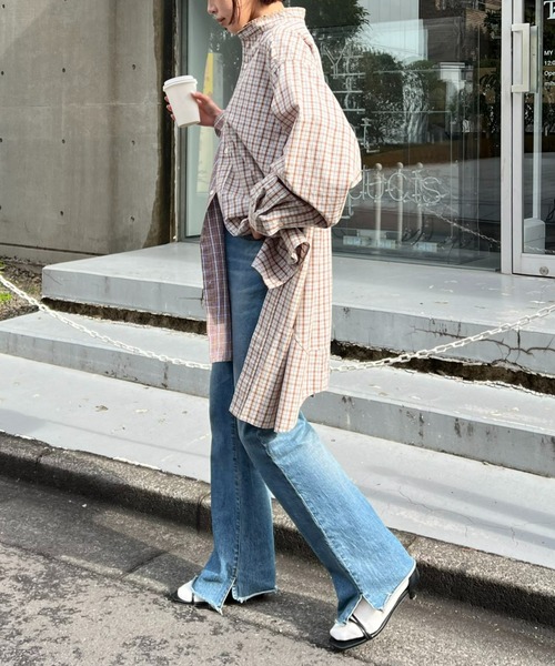 etsinta（エシンタ）の「【etsinta／エシンタ】リメイクロングオーバーシャツ（シャツ/ブラウス・レディース・ブラウン/ベージュ/ネイビー・ONE SIZE）」の12枚目の写真