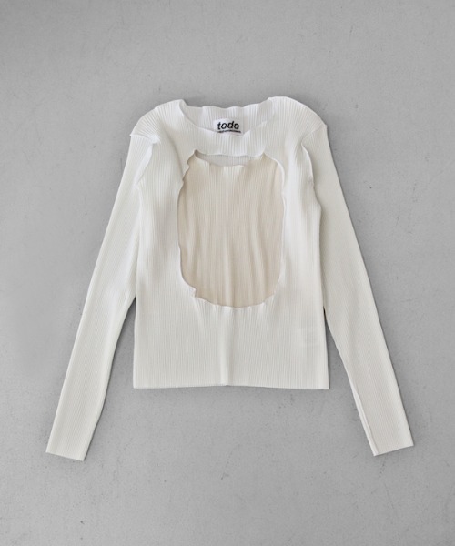 kotohayokozawa,kotohayokozawa todo Peephole Long Sleeve Top 