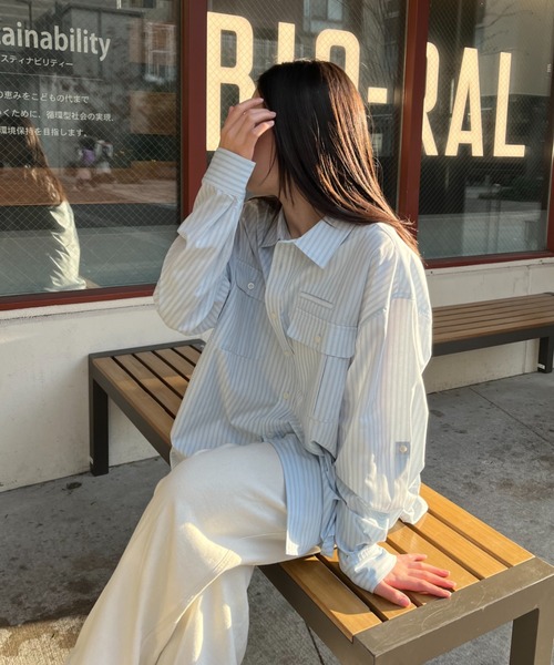 BROKEN BASE（ブロークンベース）の「ダブルポケットストライプシャツ