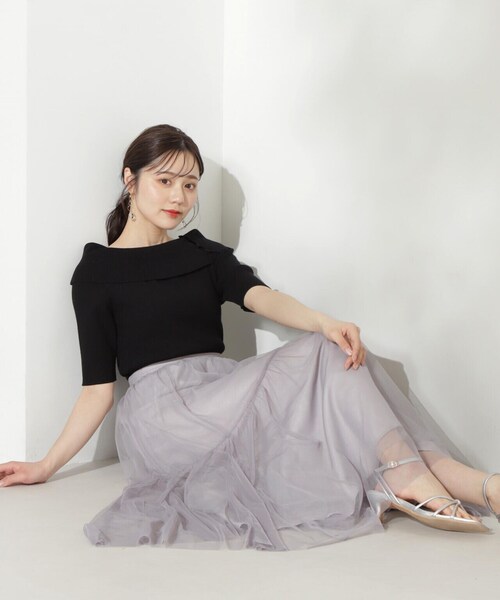 PROPORTION BODY DRESSING(プロポーションボディドレッシング)の「ティアードチュールスカート / 1214120422(スカート・レディース・ブラック/グレー/ブラック系その他/ホワイト・MEDIUM/SMALL)」の4枚目の写真