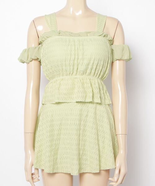 gossip！ロサンゼルス（ゴシップロサンゼルス）の「ハイウエストスカート トップス　 2点セット水着（水着・レディース・オフホワイト/ブラック/グリーン・FREE）」の15枚目の写真