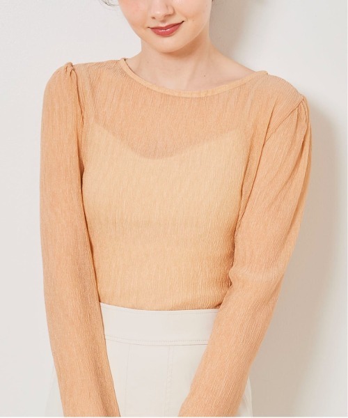 31 Sons de mode(トランテアン ソン ドゥ モード)の「シアーメロートップス(Tシャツ/カットソー・レディース・オレンジ/ライトグレー/グリーン/クリーム・36)」の4枚目の写真