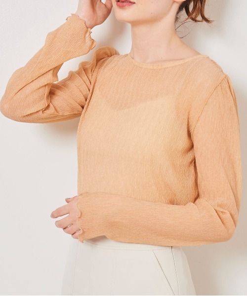 31 Sons de mode(トランテアン ソン ドゥ モード)の「シアーメロートップス(Tシャツ/カットソー・レディース・オレンジ/ライトグレー/グリーン/クリーム・36)」の22枚目の写真