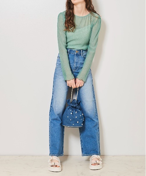 31 Sons de mode(トランテアン ソン ドゥ モード)の「シアーメロートップス(Tシャツ/カットソー・レディース・オレンジ/ライトグレー/グリーン/クリーム・36)」の14枚目の写真