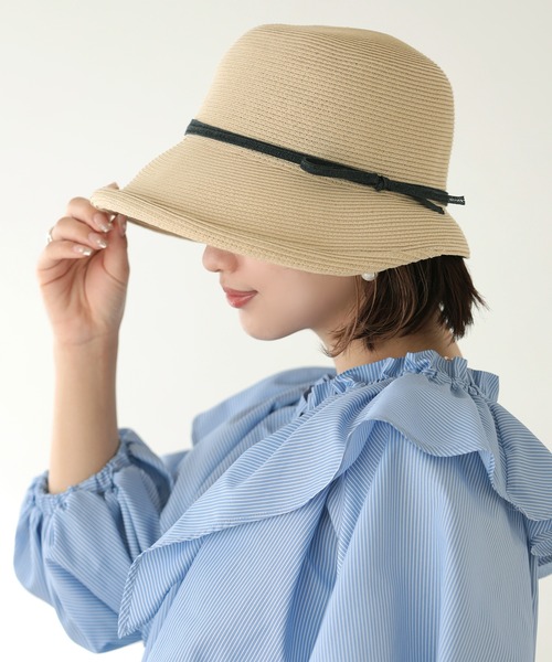 Little＆More（リトルアンドモア）の「【サイズ選べる】麦わら帽子 あご紐付（ハット・レディース・ライトグレー/カーキ/ベージュ/チョコ/ブラック/ライトピンク・M/L）」の16枚目の写真