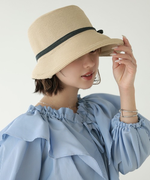 Little＆More（リトルアンドモア）の「【サイズ選べる】麦わら帽子 あご紐付（ハット・レディース・ライトグレー/カーキ/ベージュ/チョコ/ブラック/ライトピンク・M/L）」の18枚目の写真